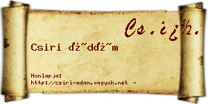 Csiri Ádám névjegykártya