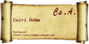 Csiri Ádám névjegykártya